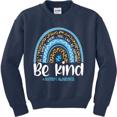 Be Kind Autism Awareness Leopard Rainbow Choose Kindness Kids Sweatshirt