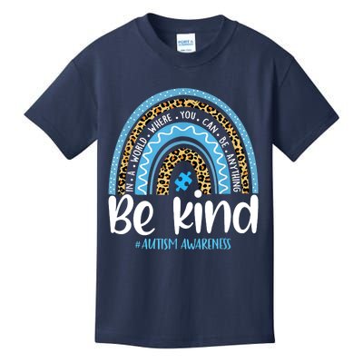 Be Kind Autism Awareness Leopard Rainbow Choose Kindness Kids T-Shirt