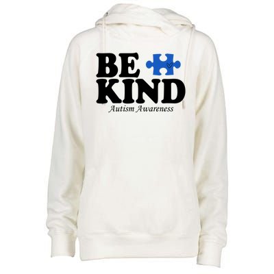 Be Kind Autism Awareness Puzzle Womens Funnel Neck Pullover Hood