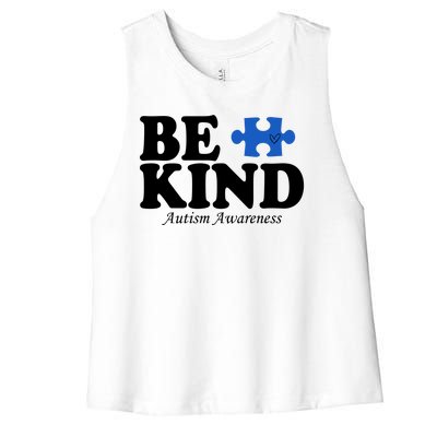 Be Kind Autism Awareness Puzzle Women's Racerback Cropped Tank