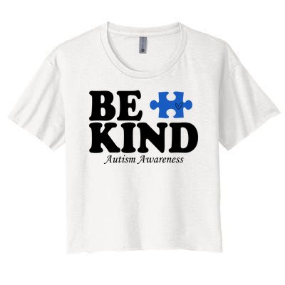 Be Kind Autism Awareness Puzzle Women's Crop Top Tee