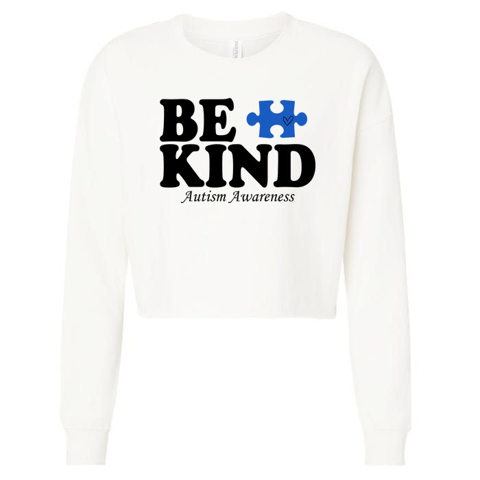 Be Kind Autism Awareness Puzzle Cropped Pullover Crew