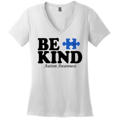 Be Kind Autism Awareness Puzzle Women's V-Neck T-Shirt