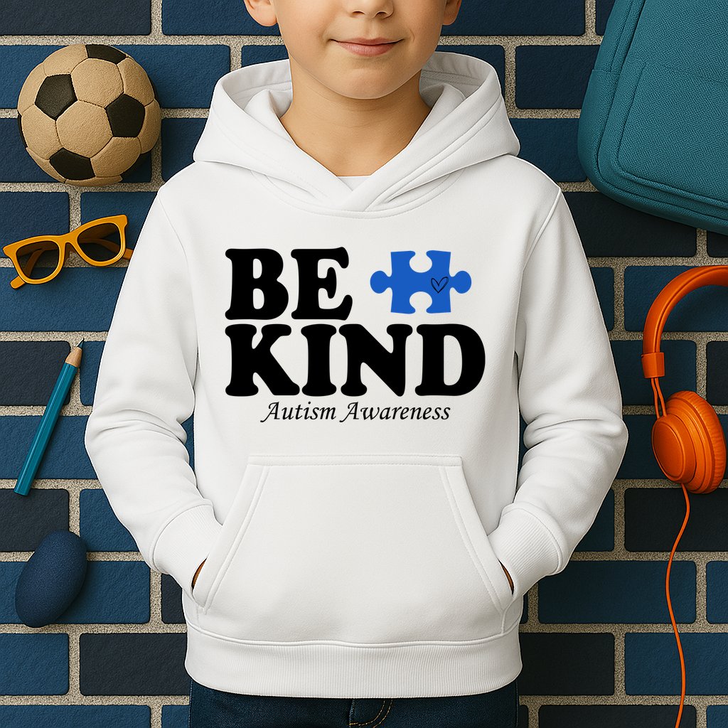 Be Kind Autism Awareness Puzzle Kids Hoodie