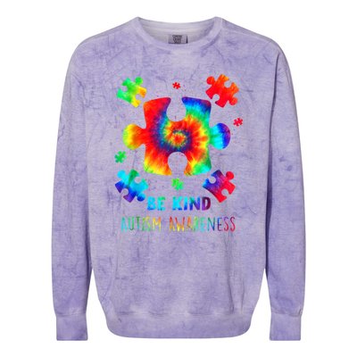 Be Kind Autism Awareness Rainbow Colorblast Crewneck Sweatshirt