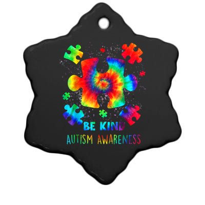 Be Kind Autism Awareness Rainbow Ceramic Star Ornament