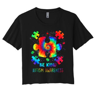 Be Kind Autism Awareness Rainbow Women's Crop Top Tee