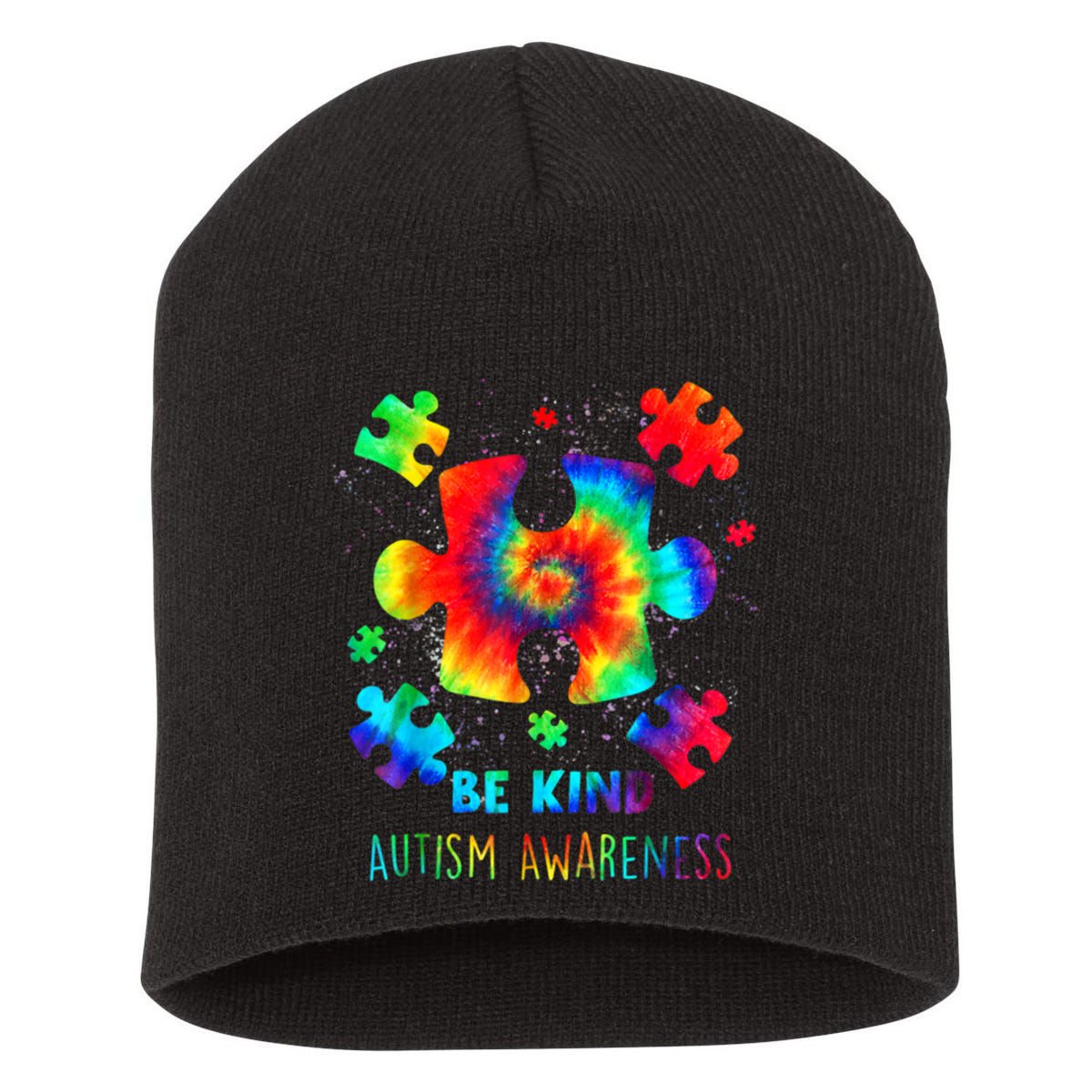 Be Kind Autism Awareness Rainbow Short Acrylic Beanie