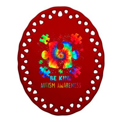 Be Kind Autism Awareness Rainbow Ceramic Oval Ornament