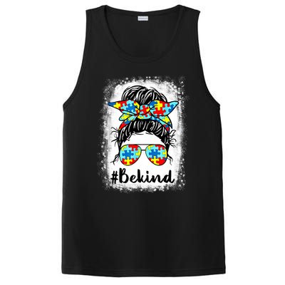 Be Kind Autism Awareness Messy Bun Mom Teacher Gift PosiCharge Competitor Tank