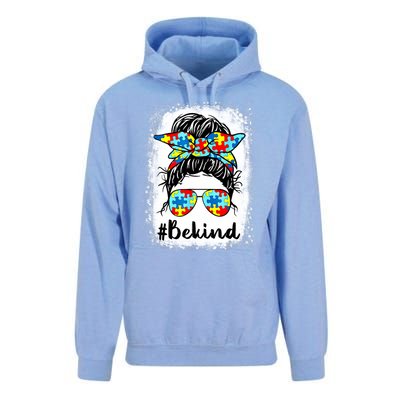 Be Kind Autism Awareness Messy Bun Mom Teacher Gift Unisex Surf Hoodie