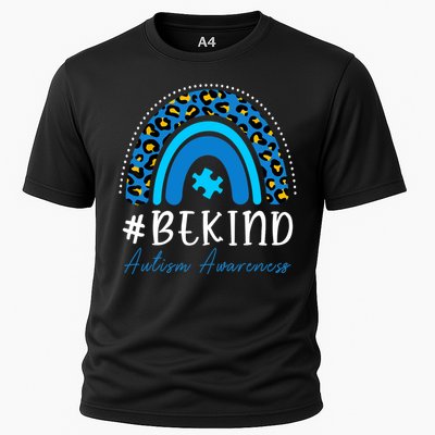 Be Kind Autism Awareness Girls Leopard Rainbow Print Cooling Performance Crew T-Shirt