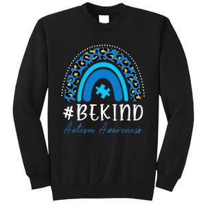 Be Kind Autism Awareness Girls Leopard Rainbow Print Sweatshirt