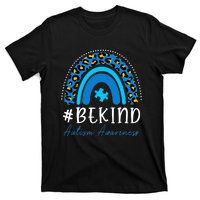 Be Kind Autism Awareness Girls Leopard Rainbow Print T-Shirt