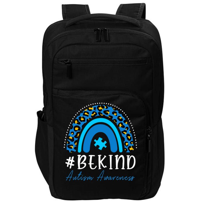 Be Kind Autism Awareness Girls Leopard Rainbow Print Impact Tech Backpack