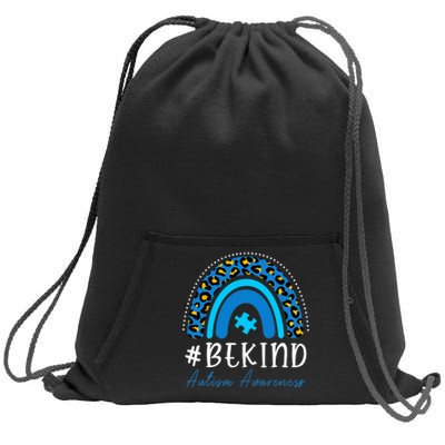 Be Kind Autism Awareness Girls Leopard Rainbow Print Sweatshirt Cinch Pack Bag