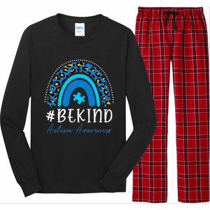 Be Kind Autism Awareness Girls Leopard Rainbow Print Long Sleeve Pajama Set