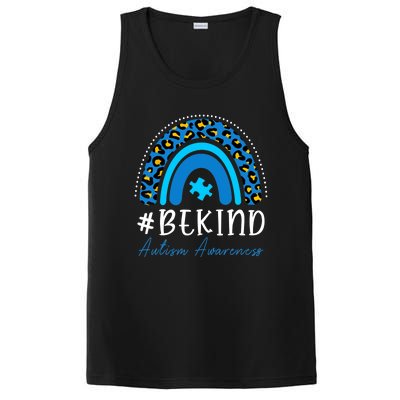 Be Kind Autism Awareness Girls Leopard Rainbow Print PosiCharge Competitor Tank