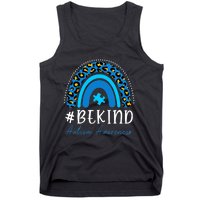 Be Kind Autism Awareness Girls Leopard Rainbow Print Tank Top