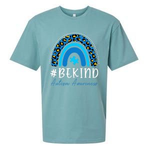 Be Kind Autism Awareness Girls Leopard Rainbow Print Sueded Cloud Jersey T-Shirt