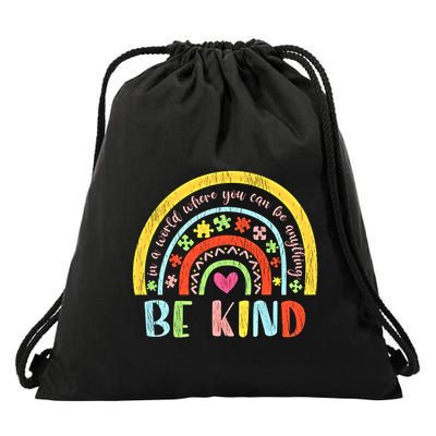 Be Kind Autism Awareness Acceptance Rainbow Choose Kindness Meaningful Gift Drawstring Bag