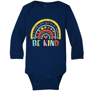 Be Kind Autism Awareness Acceptance Rainbow Choose Kindness Meaningful Gift Baby Long Sleeve Bodysuit