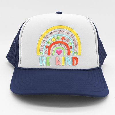 Be Kind Autism Awareness Acceptance Rainbow Choose Kindness Meaningful Gift Trucker Hat