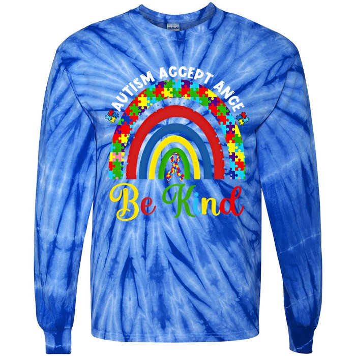 Be Kind Autism Awareness Acceptance Rainbow Choose Kindness Gift Tie-Dye Long Sleeve Shirt