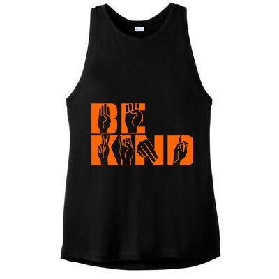 Be Kind ASL Hand Sign Language Ladies PosiCharge Tri-Blend Wicking Tank