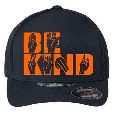 Be Kind ASL Hand Sign Language Flexfit Unipanel Trucker Cap
