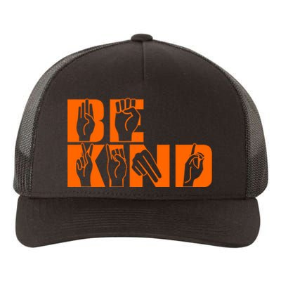 Be Kind ASL Hand Sign Language Yupoong Adult 5-Panel Trucker Hat