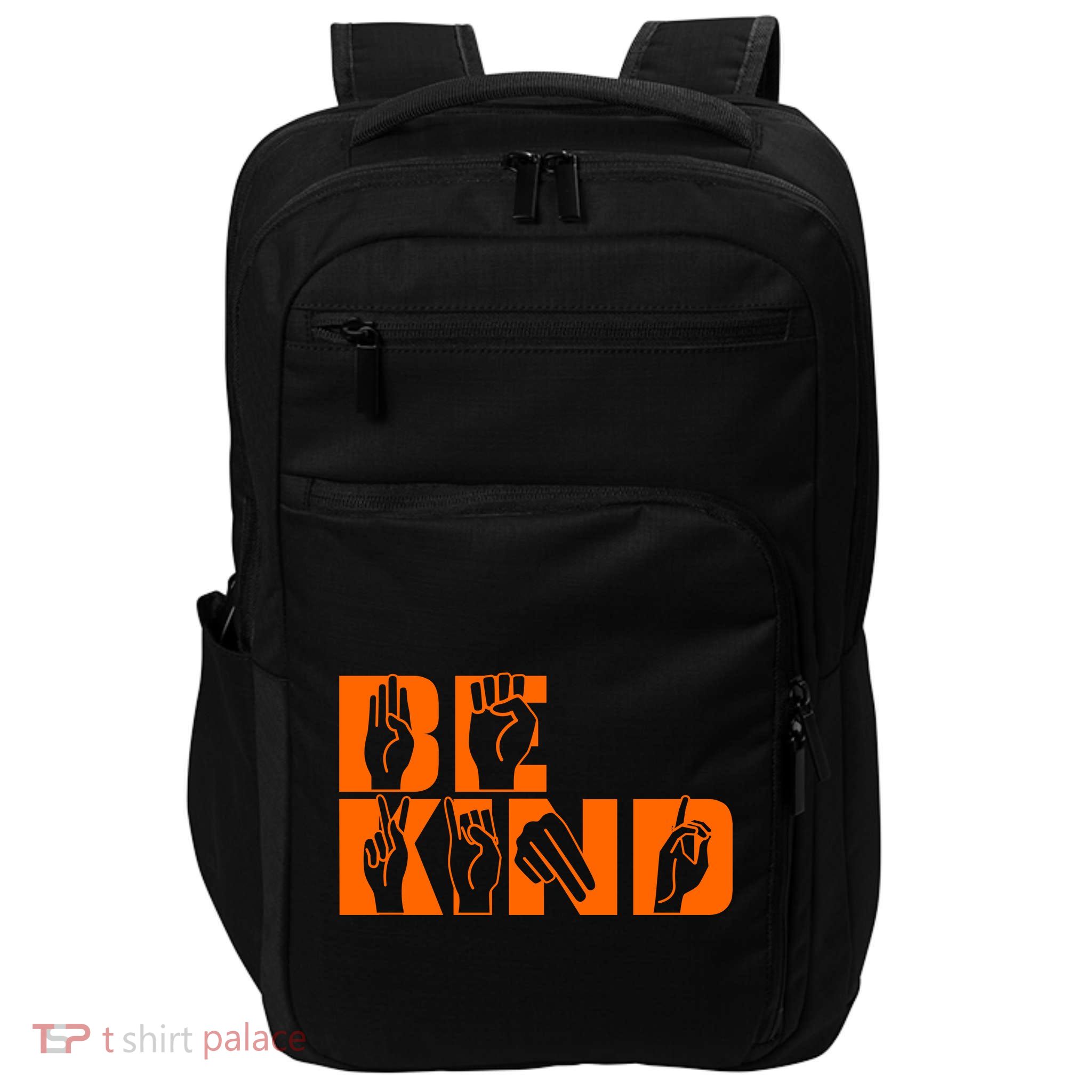 Be Kind ASL Hand Sign Language Impact Tech Backpack