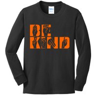 Be Kind ASL Hand Sign Language Kids Long Sleeve Shirt