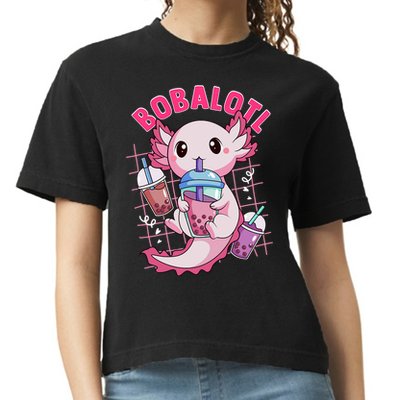 Bobalotl Kawaii Axolotl Drinking Boba Tea Pet Axolotl Lover  Comfort Colors Boxy T-Shirt