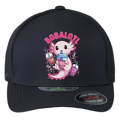 Bobalotl Kawaii Axolotl Drinking Boba Tea Pet Axolotl Lover  Flexfit Unipanel Trucker Cap