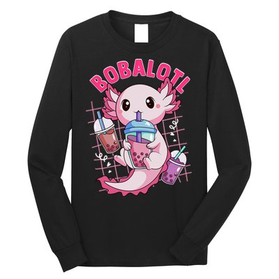 Bobalotl Kawaii Axolotl Drinking Boba Tea Pet Axolotl Lover  Long Sleeve Shirt
