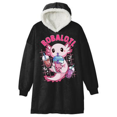 Bobalotl Kawaii Axolotl Drinking Boba Tea Pet Axolotl Lover  Hooded Wearable Blanket