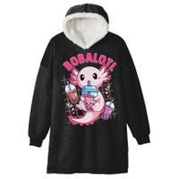 Bobalotl Kawaii Axolotl Drinking Boba Tea Pet Axolotl Lover  Hooded Wearable Blanket
