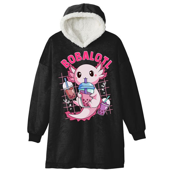 Bobalotl Kawaii Axolotl Drinking Boba Tea Pet Axolotl Lover  Hooded Wearable Blanket