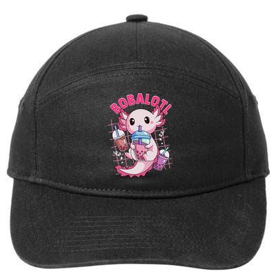 Bobalotl Kawaii Axolotl Drinking Boba Tea Pet Axolotl Lover  7-Panel Snapback Hat