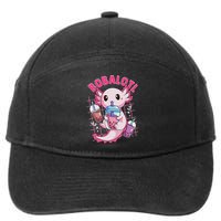 Bobalotl Kawaii Axolotl Drinking Boba Tea Pet Axolotl Lover  7-Panel Snapback Hat