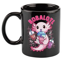 Bobalotl Kawaii Axolotl Drinking Boba Tea Pet Axolotl Lover  11oz C Handle Ceramic Mug