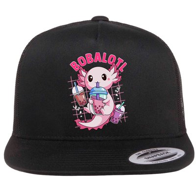Bobalotl Kawaii Axolotl Drinking Boba Tea Pet Axolotl Lover  Flatbill Hat