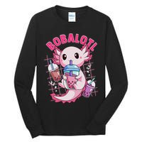 Bobalotl Kawaii Axolotl Drinking Boba Tea Pet Axolotl Lover  Tall Long Sleeve T-Shirt