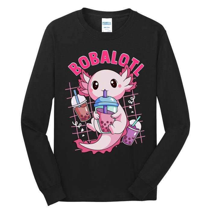 Bobalotl Kawaii Axolotl Drinking Boba Tea Pet Axolotl Lover  Tall Long Sleeve T-Shirt