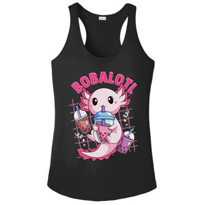 Bobalotl Kawaii Axolotl Drinking Boba Tea Pet Axolotl Lover  Ladies PosiCharge Competitor Racerback Tank