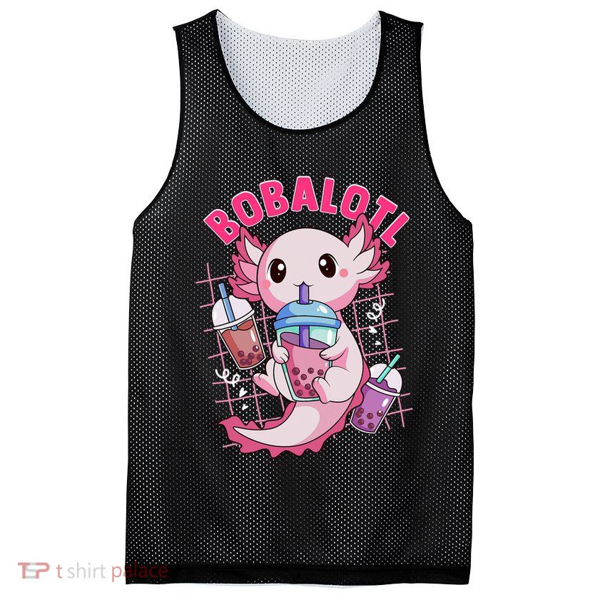 Bobalotl Kawaii Axolotl Drinking Boba Tea Pet Axolotl Lover  Mesh Reversible Basketball Jersey Tank