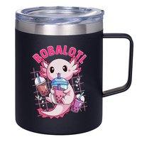 Bobalotl Kawaii Axolotl Drinking Boba Tea Pet Axolotl Lover  12oz Stainless Steel Coffee Mug