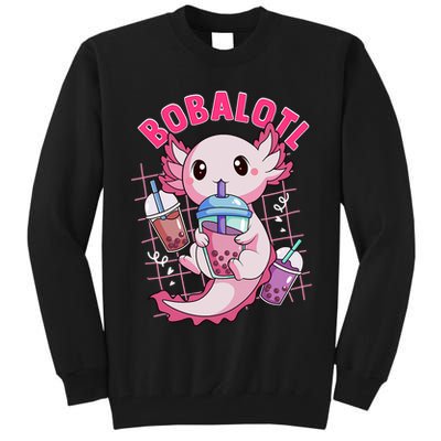 Bobalotl Kawaii Axolotl Drinking Boba Tea Pet Axolotl Lover  Tall Sweatshirt
