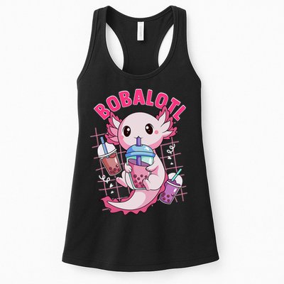 Bobalotl Kawaii Axolotl Drinking Boba Tea Pet Axolotl Lover  Womens Tank Top